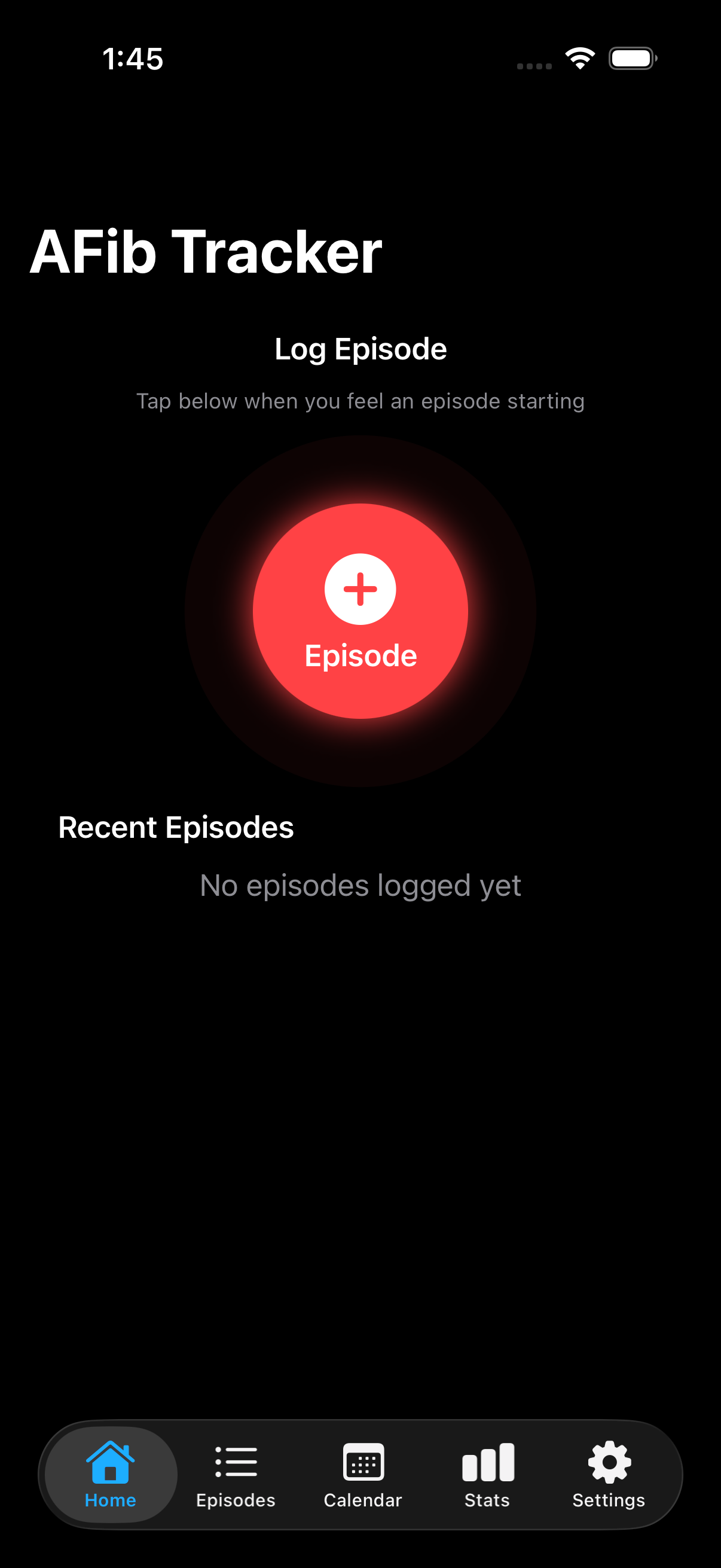 Statistics dashboard showing episode frequency and trigger correlations